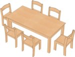 Gruppenraum Set: Rechtecktisch mit 6 Moritz Kindergarten Stühlen